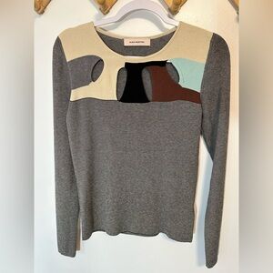 Aldomartins Geometric‎ Colorful Cutout Sweater Size XS Preppy Business Causal